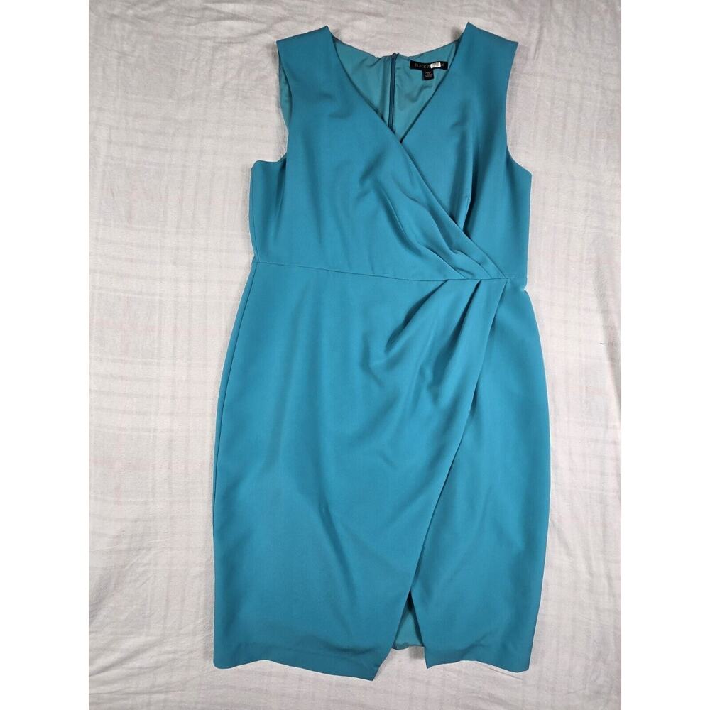 Black Halo Teal Sleeveless Wrap Midi Dress